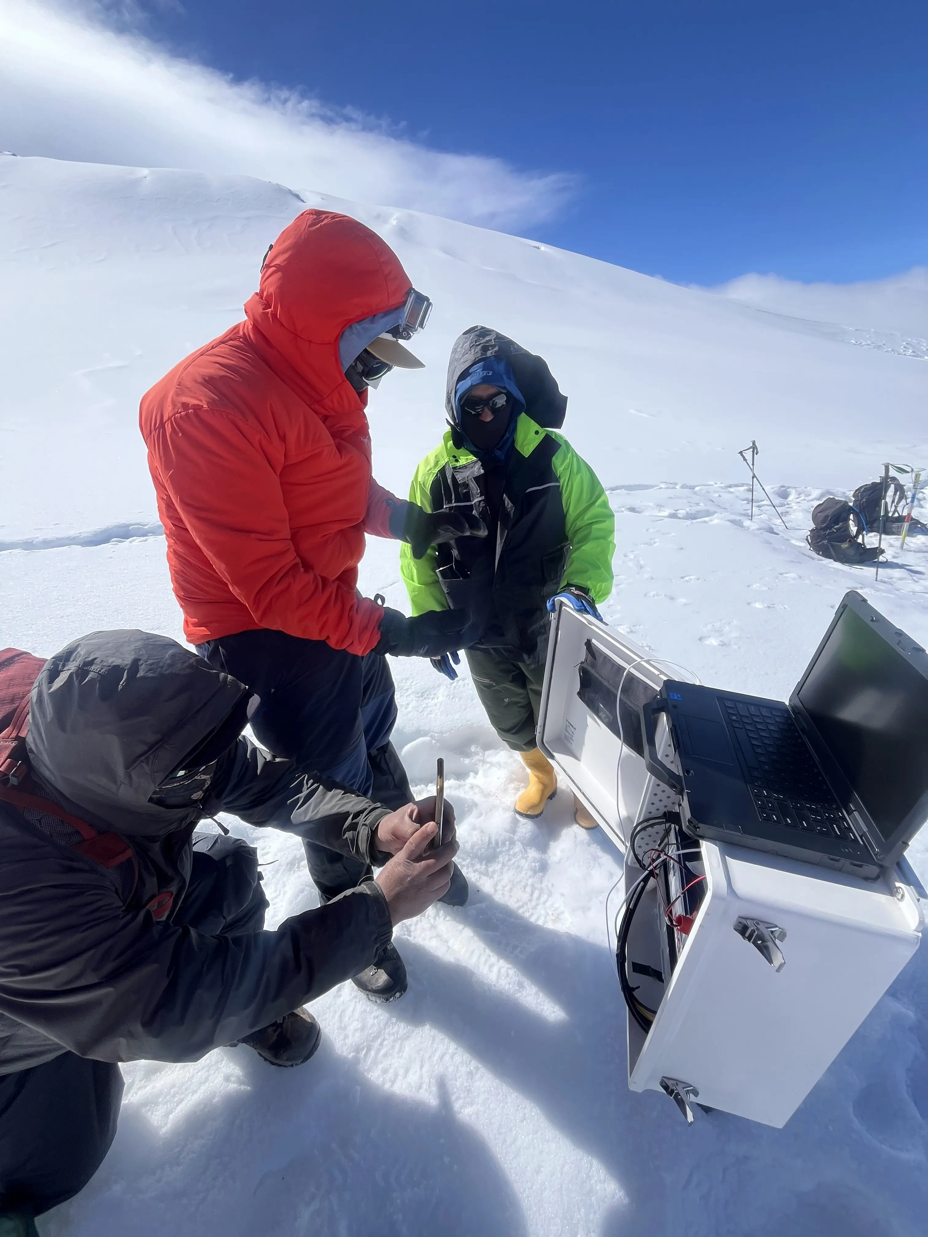 Sam showing how to collect data from the AWS, Cay1 is in the background.